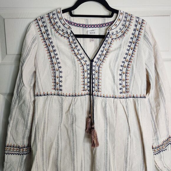 Knox Rose Boho Embroidered Prairie Midi Dress Cottagecore Small Peasant Prairie - Picture 2 of 10